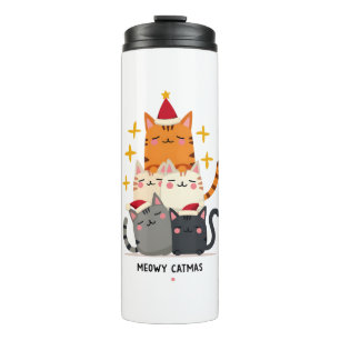 Meowy Catmas Cat Christmas Tree Xmas (3) Thermal Tumbler