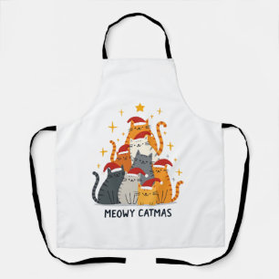 Meowy Catmas Cat Christmas Tree Xmas (4) Apron