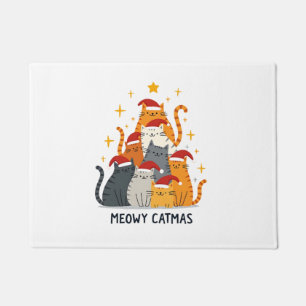 Meowy Catmas Cat Christmas Tree Xmas (4) Doormat