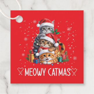 Meowy Catmas Cat Christmas Tree Xmas Funny Favour Tags
