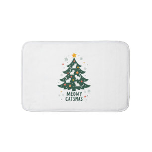Meowy Catmas Cat Christmas Tree Xmas Funny Santa C Bath Mat