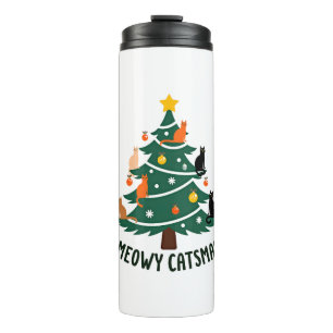 Meowy Catmas Cat Christmas Tree Xmas Funny Santa C Thermal Tumbler