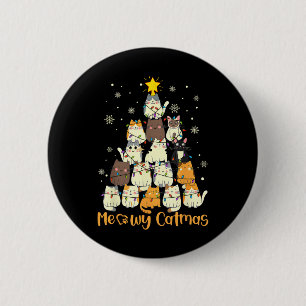Meowy Catmas Cat Christmas Tree Xmas Girls Boys Fu 6 Cm Round Badge
