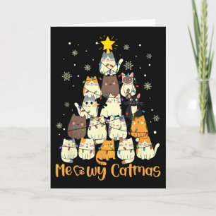 Meowy Catmas Cat Christmas Tree Xmas Girls Boys Fu Card