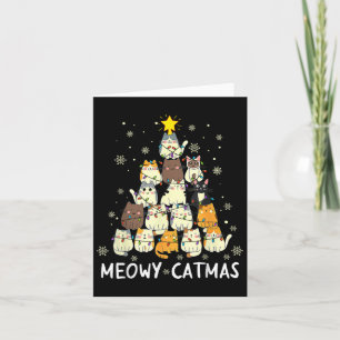 Meowy Catmas Cat Christmas Tree Xmas Girls Boys Fu Card