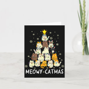Meowy Catmas Cat Christmas Tree Xmas Girls Boys Fu Card
