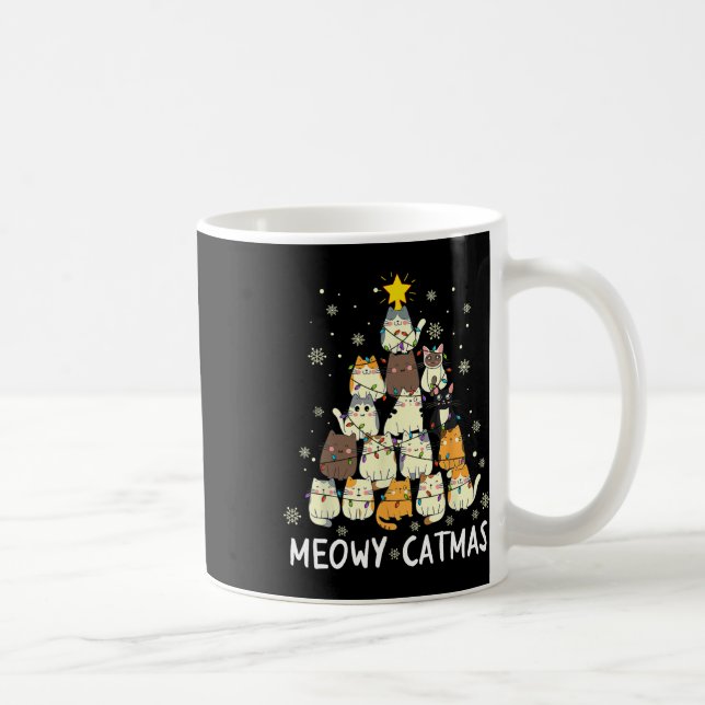 Meowy Catmas Cat Christmas Tree Xmas Girls Boys Fu Coffee Mug (Right)