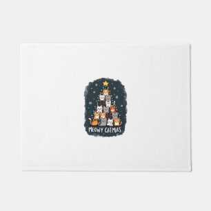Meowy Catmas Cat Christmas Tree Xmas Girls Boys Fu Doormat