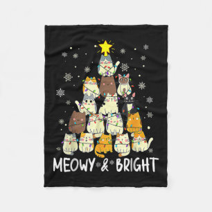 Meowy Catmas Cat Christmas Tree Xmas Girls Boys Fu Fleece Blanket