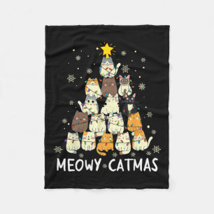 Meowy Catmas Cat Christmas Tree Xmas Girls Boys Fu Fleece Blanket
