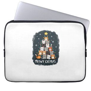 Meowy Catmas Cat Christmas Tree Xmas Girls Boys Fu Laptop Sleeve