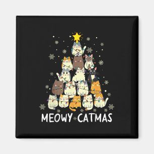 Meowy Catmas Cat Christmas Tree Xmas Girls Boys Fu Magnet
