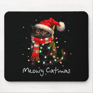 Meowy Catmas Cat Christmas Tree Xmas Girls Boys Fu Mouse Pad