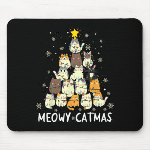 Meowy Catmas Cat Christmas Tree Xmas Girls Boys Fu Mouse Pad