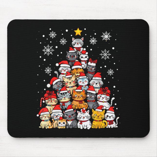 Meowy Catmas Cat Christmas Tree Xmas Girls Boys Fu Mouse Pad (Front)