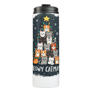 Meowy Catmas Cat Christmas Tree Xmas Girls Boys Fu Thermal Tumbler