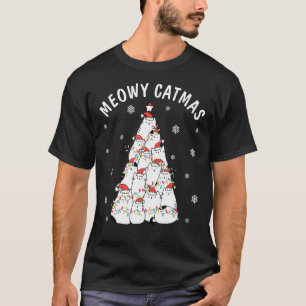 Meowy Catmas Cat Christmas Tree Xmas Girls Boys S T-Shirt