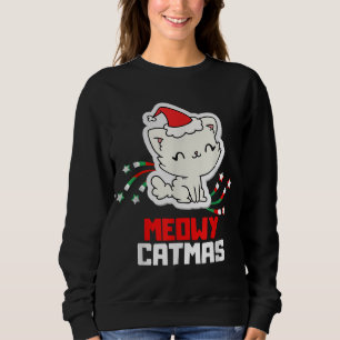 Meowy Catmas Cat Christmas Tree Xmas Kids Girls Bo Sweatshirt