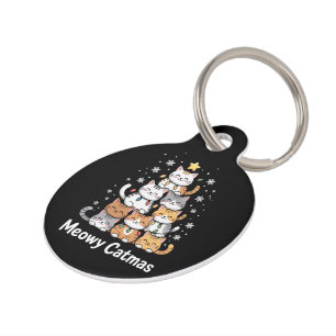 Meowy Catmas Cat Christmas Tree Xmas Santa  Pet Tag