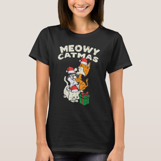 Meowy Catmas Cat Kitten Christmas Xmas Women T-Shirt (Front)