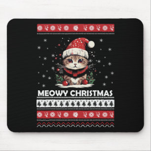 Meowy Catmas Cat Santa Christmas Kitten Xmas Ugly Mouse Pad