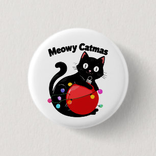 Meowy Catmas - Cat with Christmas ornament 3 Cm Round Badge