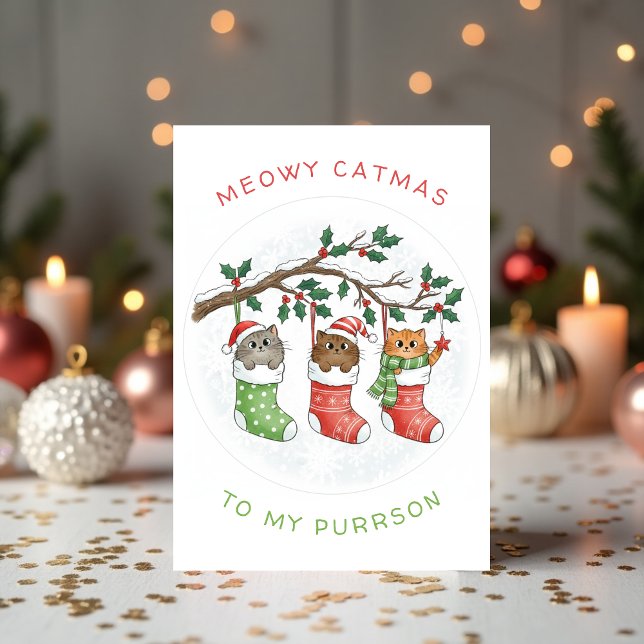 Meowy Catmas Christmas - Cute Cat Holiday Card (Meowy Catmas Christmas Card – Cute Cat Holiday Card from Pet Parent)