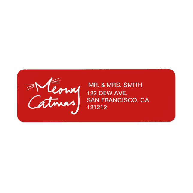 Meowy Catmas Custom Cat Christmas Return Address Label (Front)
