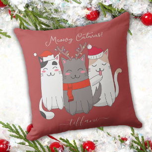 Meowy Catmas Cute Christmas Cats Custom Cushion