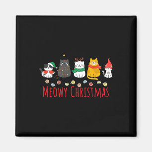 Meowy Catmas Cute Kitten Cat Santa Hat Xmas Holida Magnet