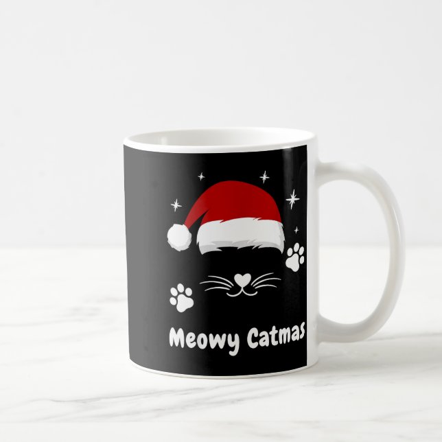 Meowy Catmas Cute Kitten Cats Santa Hat Christmas  Coffee Mug (Right)