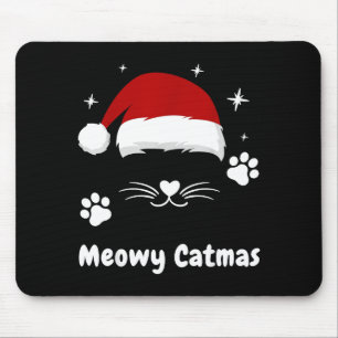Meowy Catmas Cute Kitten Cats Santa Hat Christmas Mouse Pad