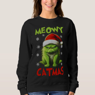 Meowy Catmas Funny Cat Christmas Gifts Cat Lovers Sweatshirt