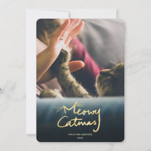 Meowy Catmas   Funny Cat Christmas Photo Card