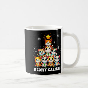 Meowy Catmas Funny Christmas Tree Lights Cute Cat  Coffee Mug