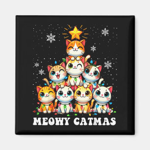 Meowy Catmas Funny Christmas Tree Lights Cute Cat Magnet