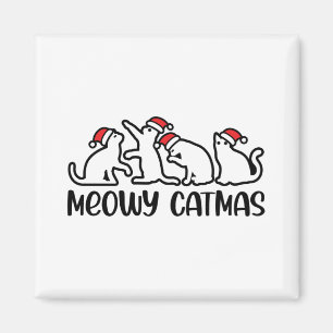 Meowy Catmas Funny Santa Cats Xmas Season Magnet