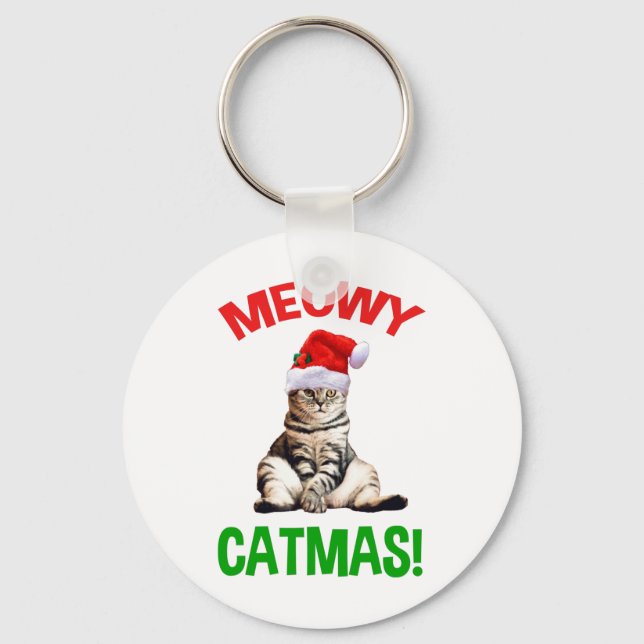 Meowy Catmas! Key Ring (Front)
