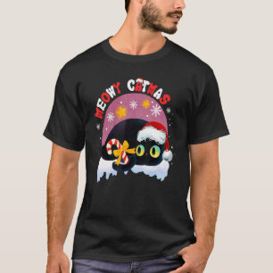 Meowy Catmas Merry Catmas Black Cat Christmas Xma T-Shirt