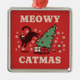 Meowy Catmas Metal Ornament