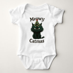 Meowy Catmas Moody cat Baby Bodysuit