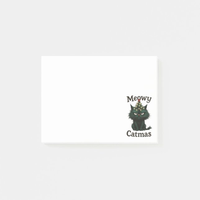 Meowy Catmas Moody cat Post-it Notes (Front)