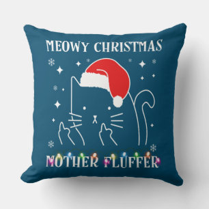 Meowy Catmas Mother Fluffer Funny Cat Christmas Cushion