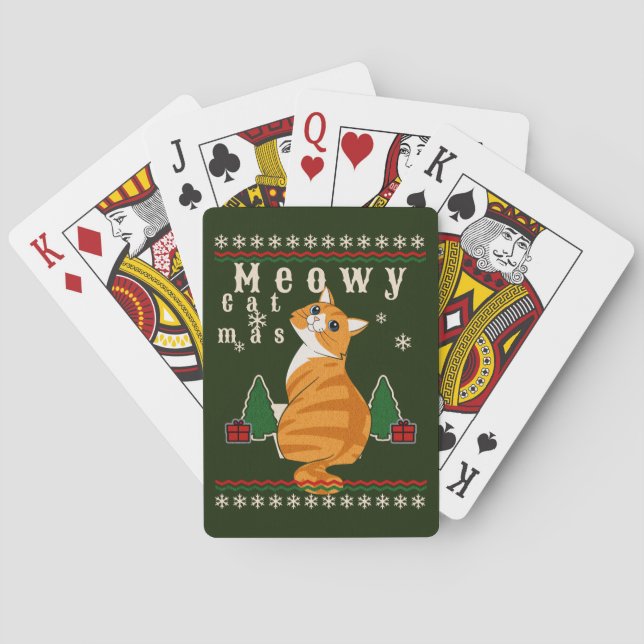 meowy catmas  playing cards (Back)