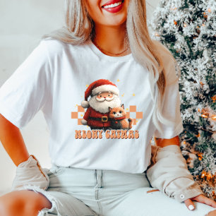 Meowy Catmas Santa and Cat T-Shirt 