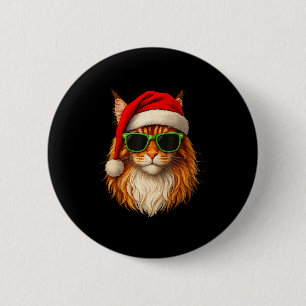Meowy Catmas Santa Hat Maine Coon Cat Christmas Pa 6 Cm Round Badge
