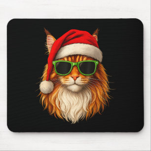 Meowy Catmas Santa Hat Maine Coon Cat Christmas Pa Mouse Pad