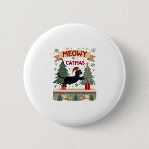 Meowy Catmas, Ugly Christmas Sweater, Cat Christma 6 Cm Round Badge