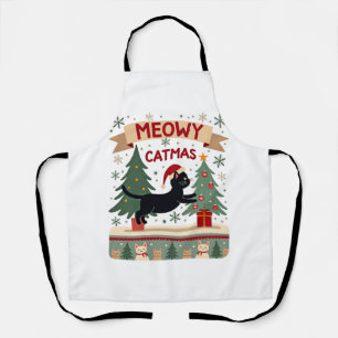 Meowy Catmas, Ugly Christmas Sweater, Cat Christma Apron