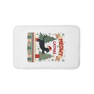 Meowy Catmas, Ugly Christmas Sweater, Cat Christma Bath Mat